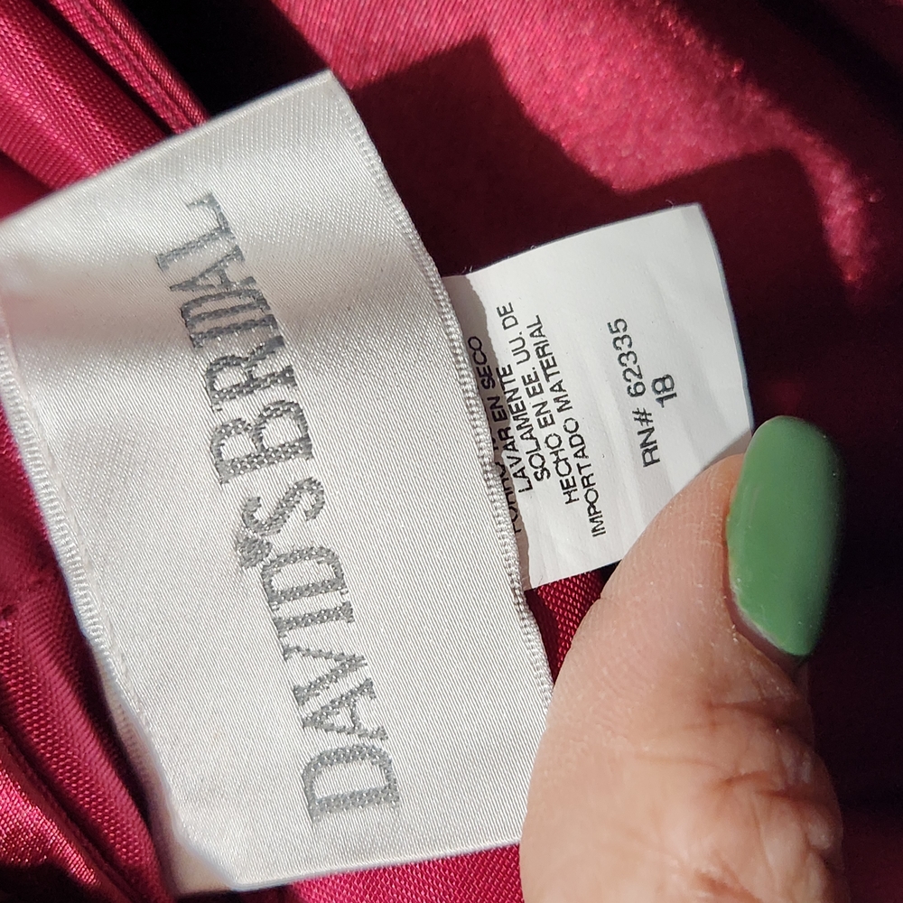 David's Bridal Strapless Dress in Deep Red